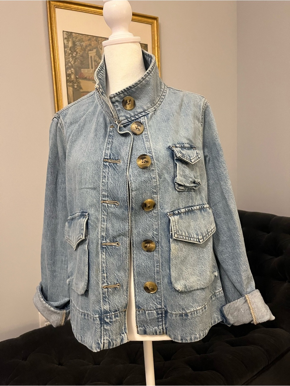 LOFT Light Wash Denim Utility Jacket